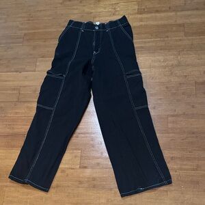 RSQ Black Cargo Pants with White Stitching